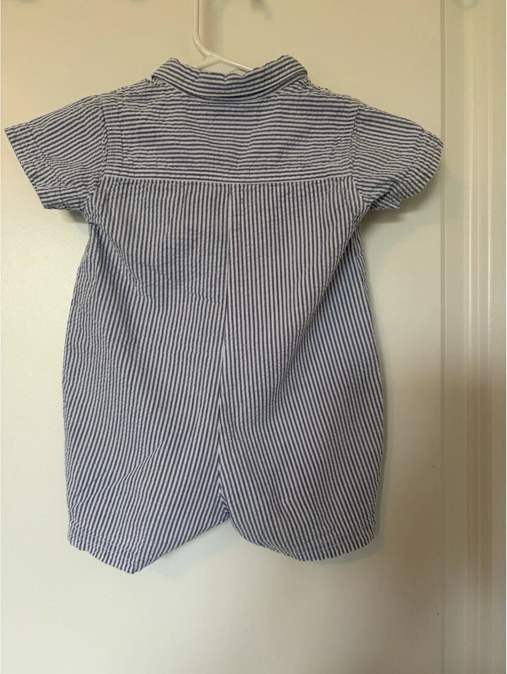 The Children’s Place Toddler White Blue Romper 3-6 Months Seersucker